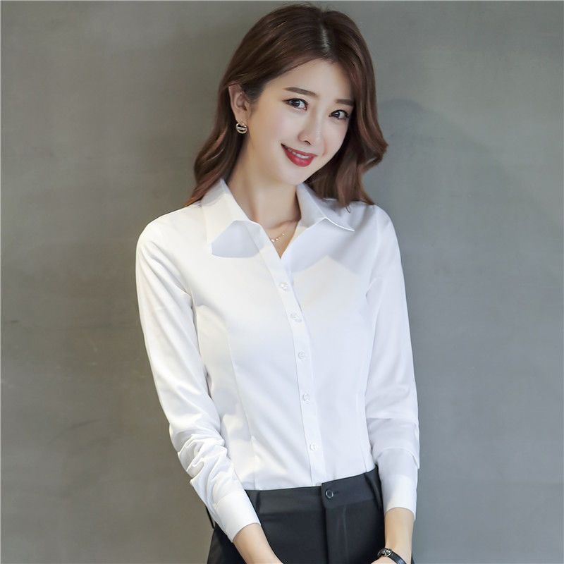 프로페셔널 셔츠 여성용 상의 큰 사이즈 긴팔 노출방지 흰색 셔츠 여성용 반팔 슬림핏 우아한 출퇴근룩 5부소매