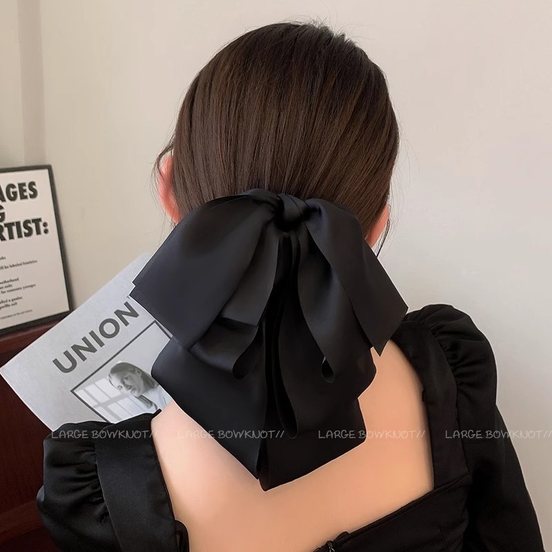 エレガントな大きなリボンサメクリップ女性用ローポニーテールグリッパー後頭部ハーフタイヘアアクセサリーヘアピンヘッドクリップ|undefined