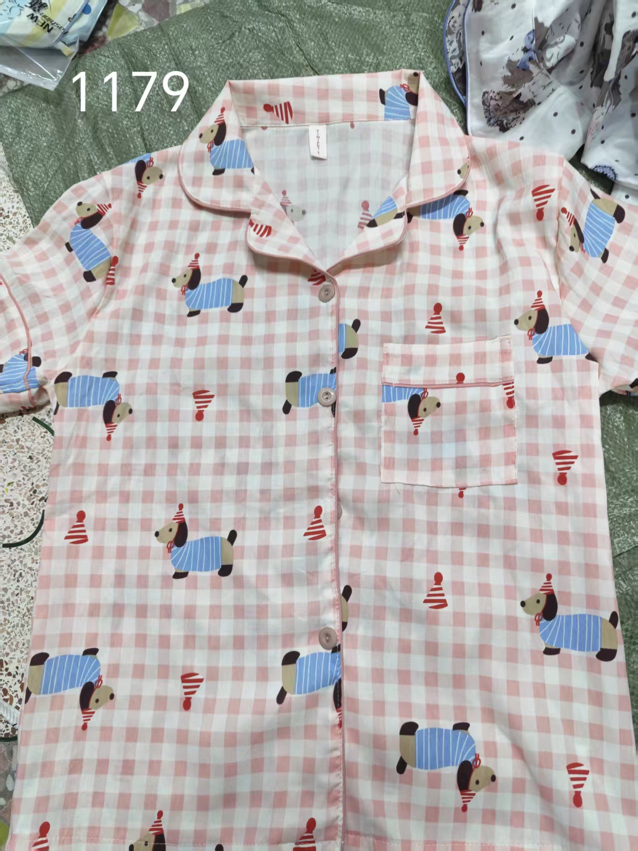 Al por mayor transfronterizo explosión de verano nubes cardigan solapa pijamas de niña dulce mangas cortas pantalones cortos set de ropa para el hogar
