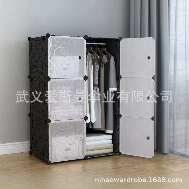Модульный пластиковый шкаф-гардероб, сборный DIY, 6–16 секций, портативный 37×10×42 см