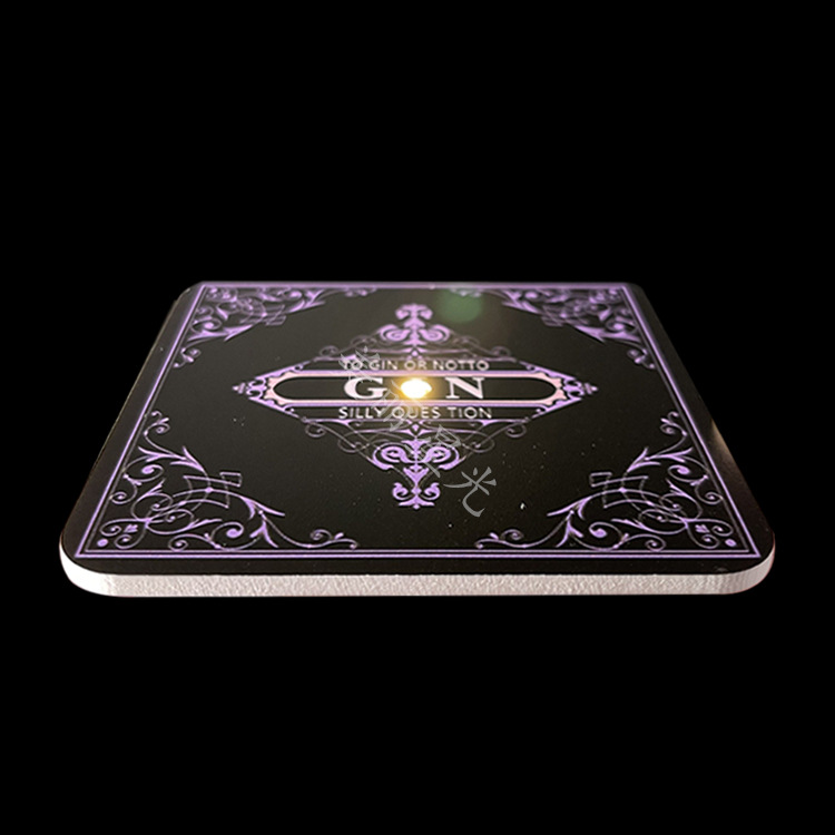 Nuevo posavasos luminosos con sensor de gravedad ultrafino, suministros de atmósfera de barra, posavasos led, patrón de logotipo de impresión en color