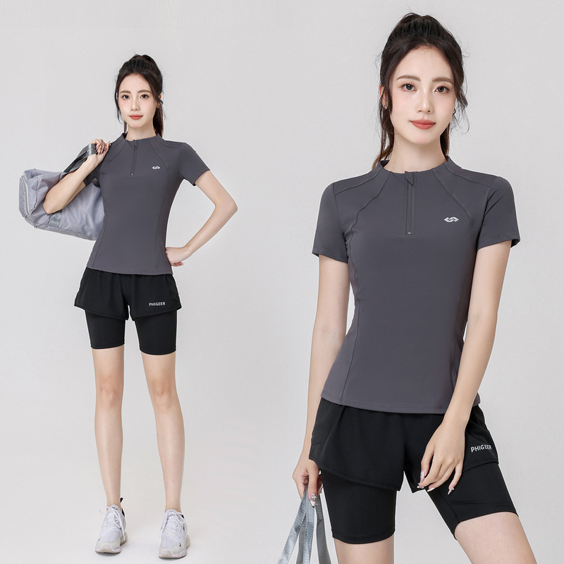 Professional Yoga Short-Sleeved Outdoor Morning Running Suit Running Sports Suit for Women 2025 New Small Age-Reducing Fitness Clothes