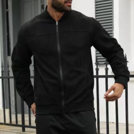 Leichte Herrenjacke in Wildlederoptik – Stilvoller, lässiger Reißverschlussmantel für urbanen Look | Schmale Passform, Stehkragen, verschiedene Farben_voghion.com