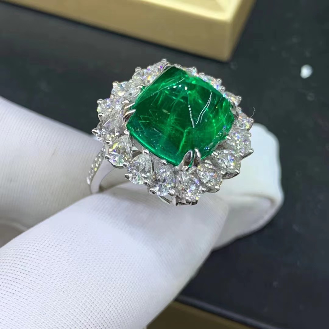 Material 9K 8.6 quilates cultivado esmeralda con certificado GRC colgante de diamante de alto carbono de doble uso