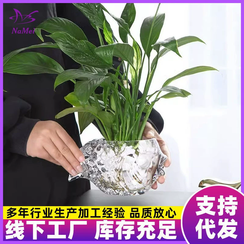 Творческая стеклянная ваза в форме рыбы для выращивания воды