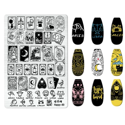 Stamping Plate Kt Cat Nail – Dırnaq bəzəkləri - happy-090-with-back-plate