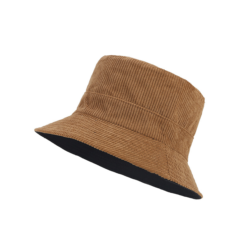 Otoño e invierno Nueva costura de pana sombrero de pescador de moda artística de las mujeres simple sombrero de lavabo de doble cara sombrero de sol pequeño de los hombres image 7