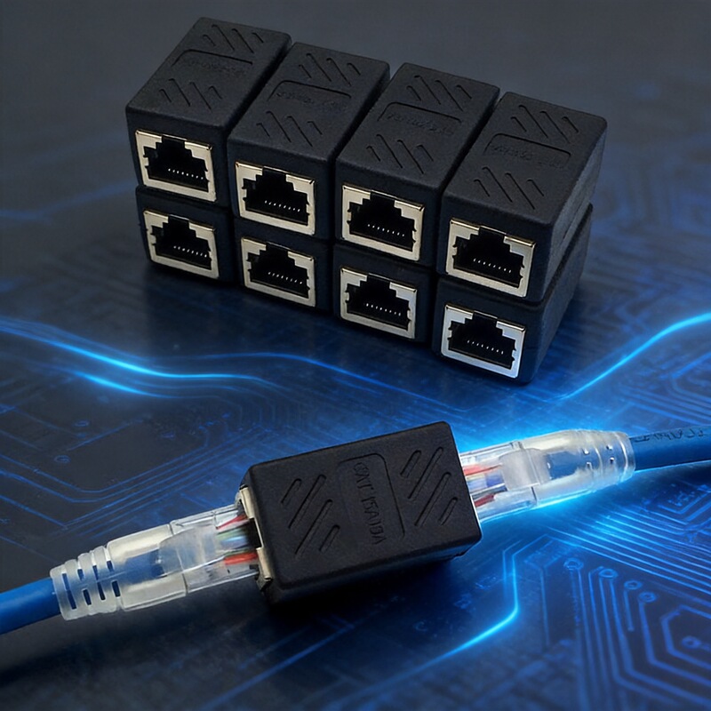 Rj45 Network Straight-Through Connector Computer Network Cable Extender Connector 8P8C Shielded Straight-Through Connector Splitter Rj45 Network Straight-Through Connector Computer Network Cable Extender Connector 8P8C Shielded Straight-Through Connector Splitter