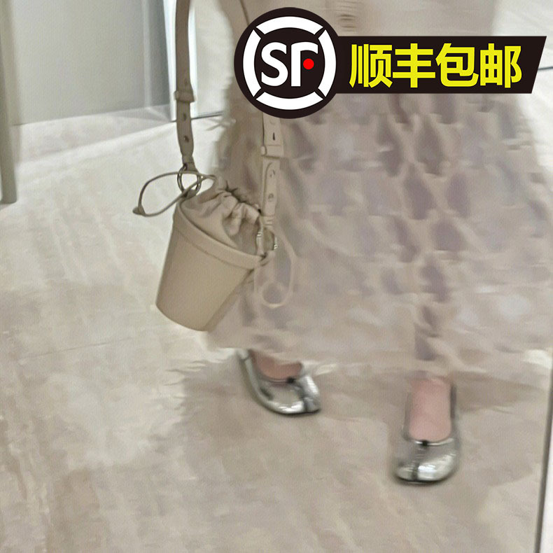 シープスキン浅口フラットスリッポン本革スプリットトゥシューズピッグシューズレディースシューズニッチ万能白革靴|undefined