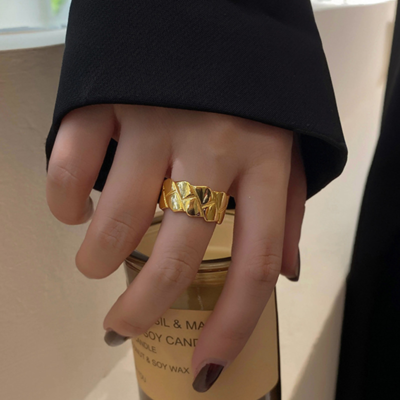 Korean version of the new creative diamond fashion square wide open copper ring wholesalepicture17