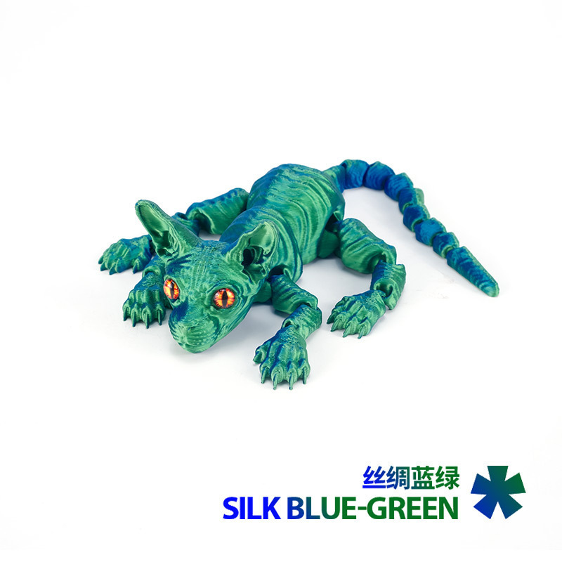 热销新款无毛猫关节可活动3D打印龙摆件手办套装3D打印无毛猫摆件|undefined