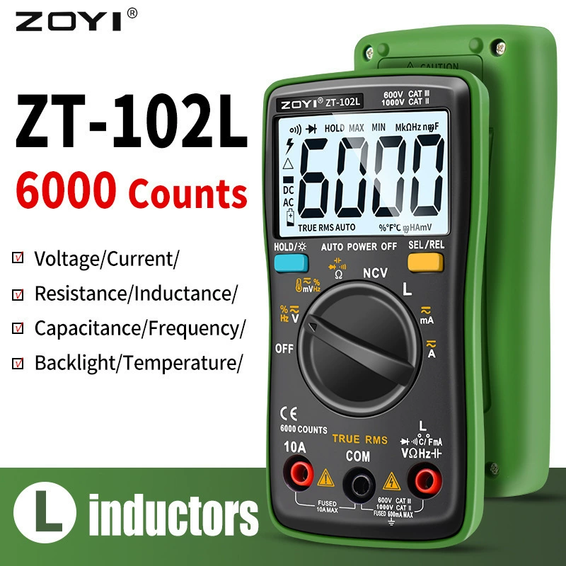 Zhongyi ZT-102L автоматический диапазон индуктивности 60H мультиметр высокоточный мультиметр с защитой от ожогов конденсатор температура трансграничный