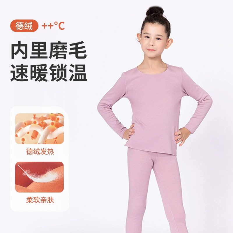 Детские термоштаны для осени и зимы, толстые вельветовые самонагревающиеся флисовые леггинсы для девочек, базовые штаны с плоской талией для мальчиков, осенние штаны.