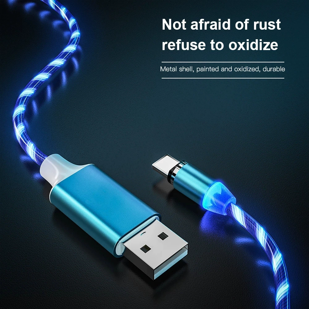 Magnetic cable lit LED Micro USB cable charging is suitable for Apple's millet magnet charging cable