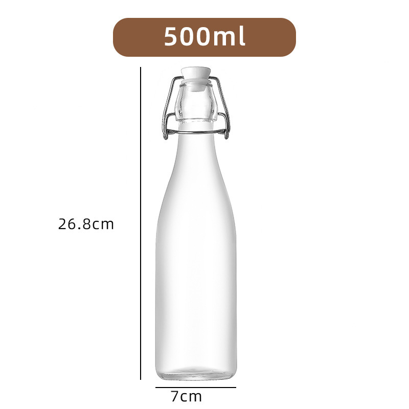 スナップオンガラス酵素ボトルスイングキャップジュースドリンクビールボトル茶色の厚みのある防爆果実酒ボトル 500 ミリリットル|undefined