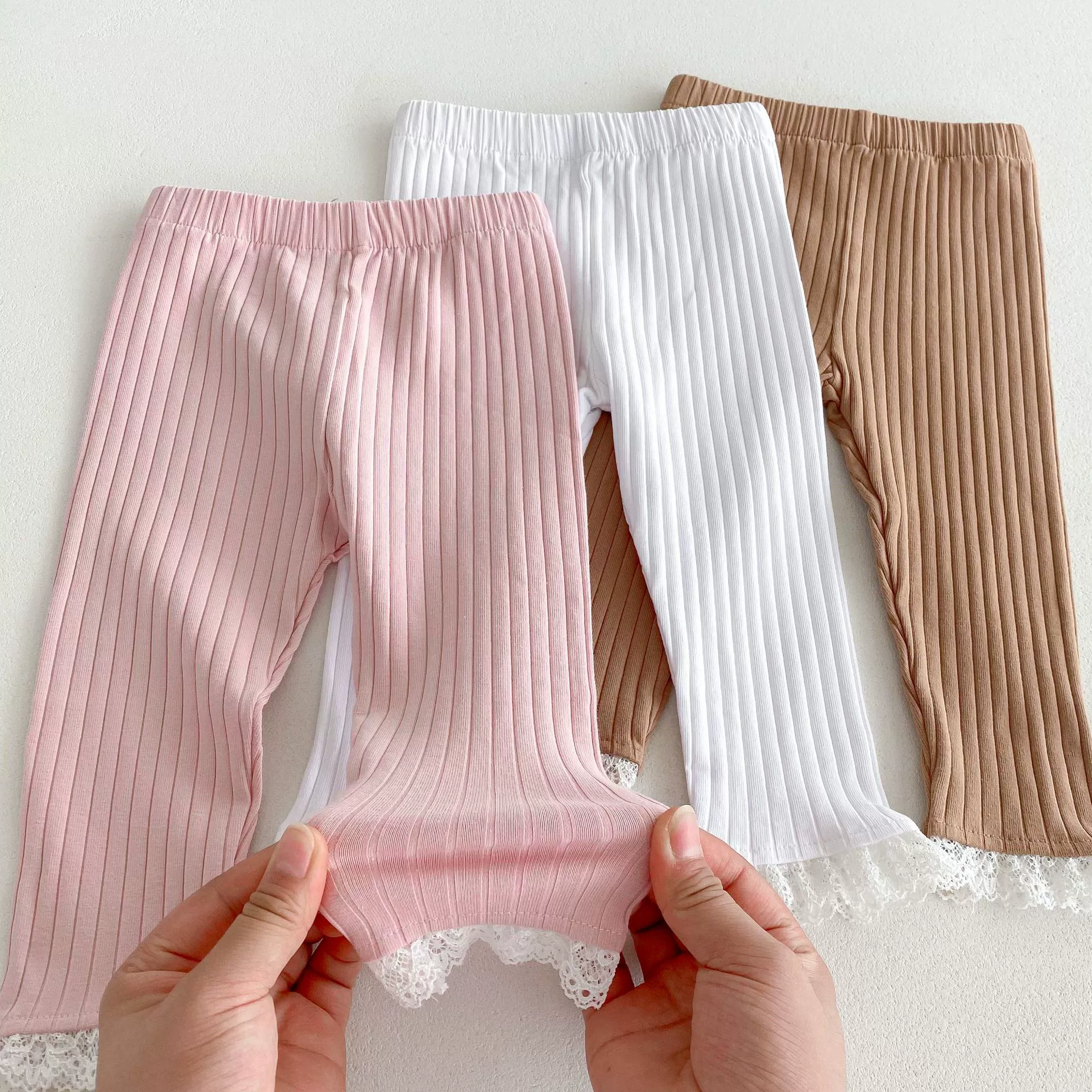 Детские осенние л leggings, кружевные эластичные брюки, 1–8 лет, корейский стиль, узкий крой, детская одежда