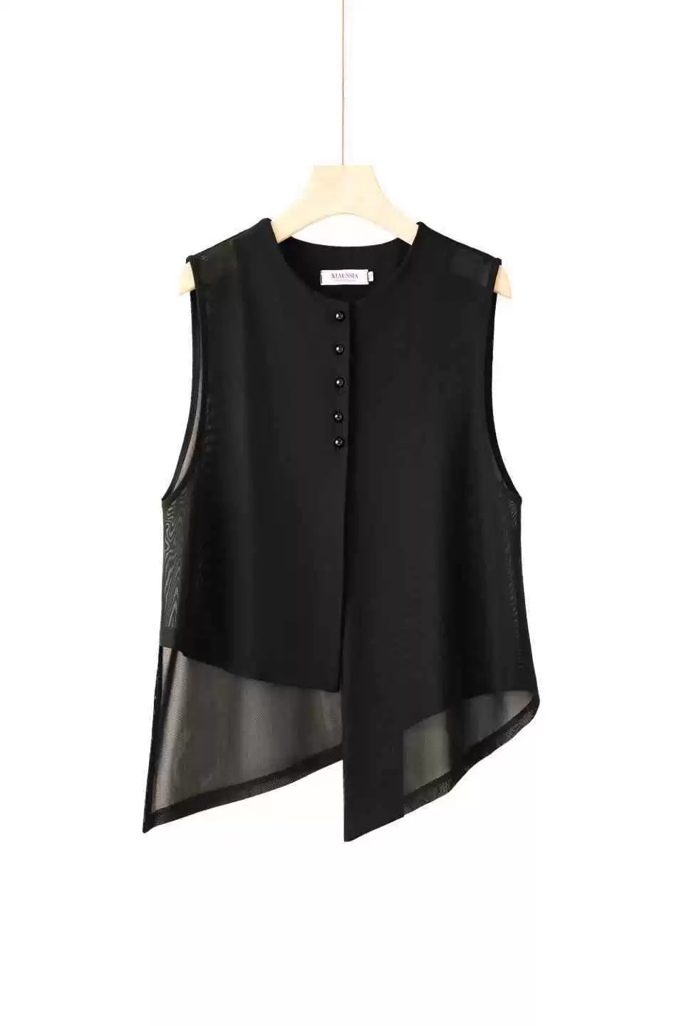 Summer short asymmetrical thin vest, fitted