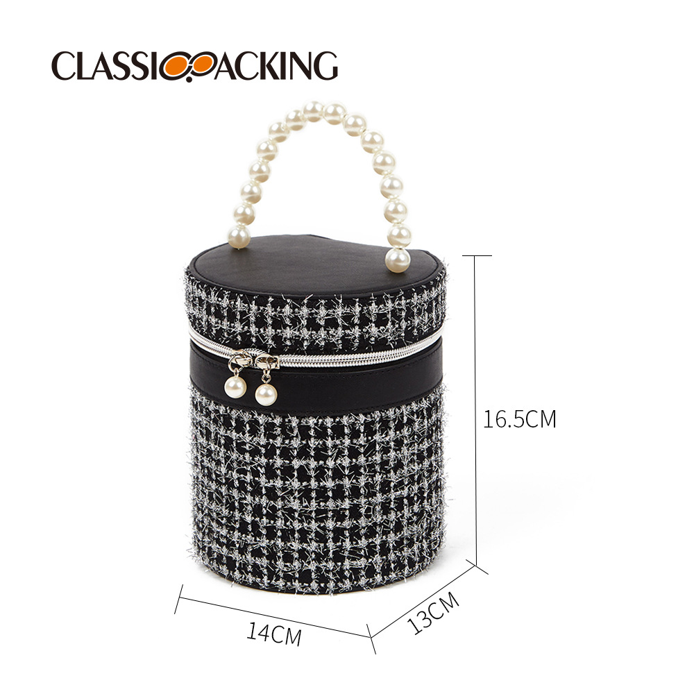 Estilo coreano estilo Chanel bolsa de cosméticos fábrica al por mayor cilindro bolsa de almacenamiento cosmético portátil impermeable bolsa de cosméticos portátil