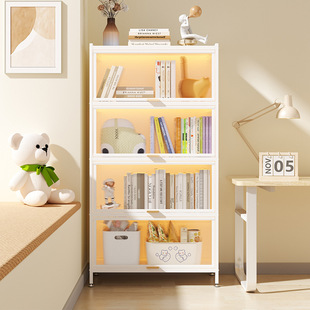 Steel bookcase home storage cabinet with door Children dust-proof bookcase study floor bookshelf iron storage cabinet