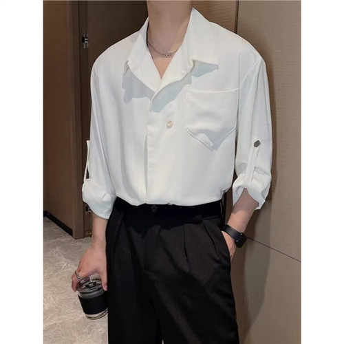 2025 Spring and Autumn High-Grade Casual Shirt Men's Long-Sleeve Leisure Suit Korean Version Light Mature Style Cool Casual Top