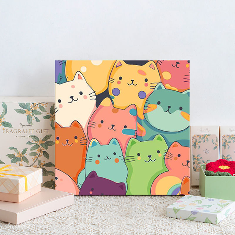 デジタル油絵diy塗りかわいい猫手作り子供簡単油彩塗り絵アクリル装飾