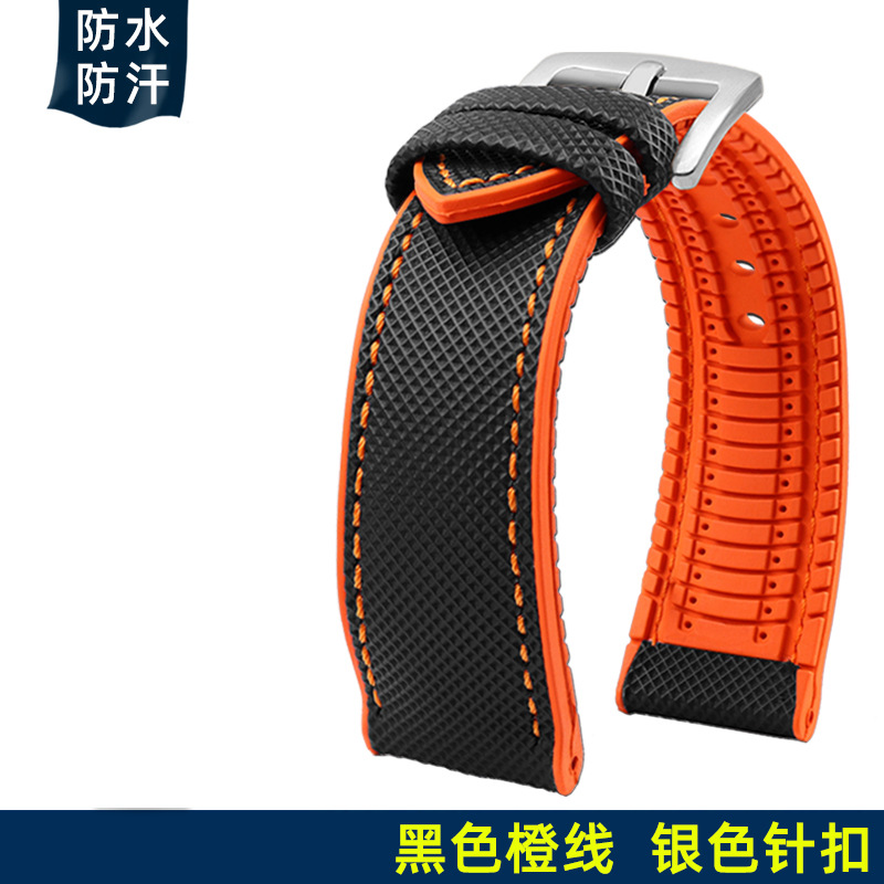 汎用時計バンドナイロン紋ゴム腕時計バンド19 20 21 22 23 24mm防水汗防止時計チェーン男