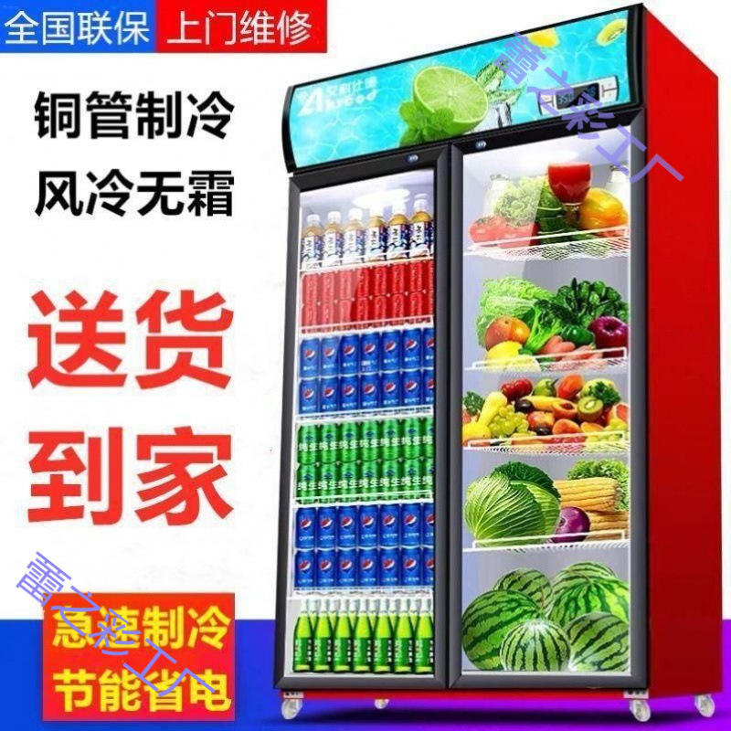 展示柜冷藏超市冰柜商用冰箱双开门立式啤酒饮料柜保鲜柜节能