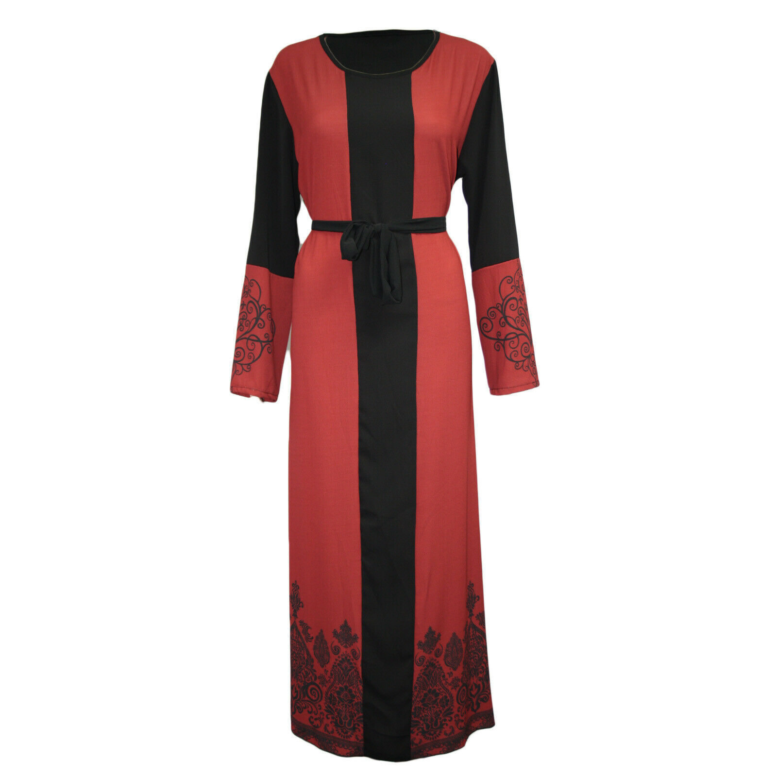 Robe K Temperament avec manches longues imprimées, ceinture patchwork et jupe longue, style nouveau et tendance_voghion.com