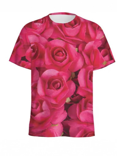 Qızılgül Çapı Olan Unisex Qısaqol Futbolka