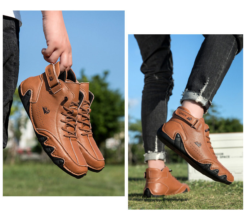 Bốt Martin nam cổ cao dáng ngắn, mũi tròn, đế bằng, phong cách thường ngày — C8008 màu kaki, C8008 màu xám, C8008 màu đen, F8008 Màu xanh lá cây chi tiết 17