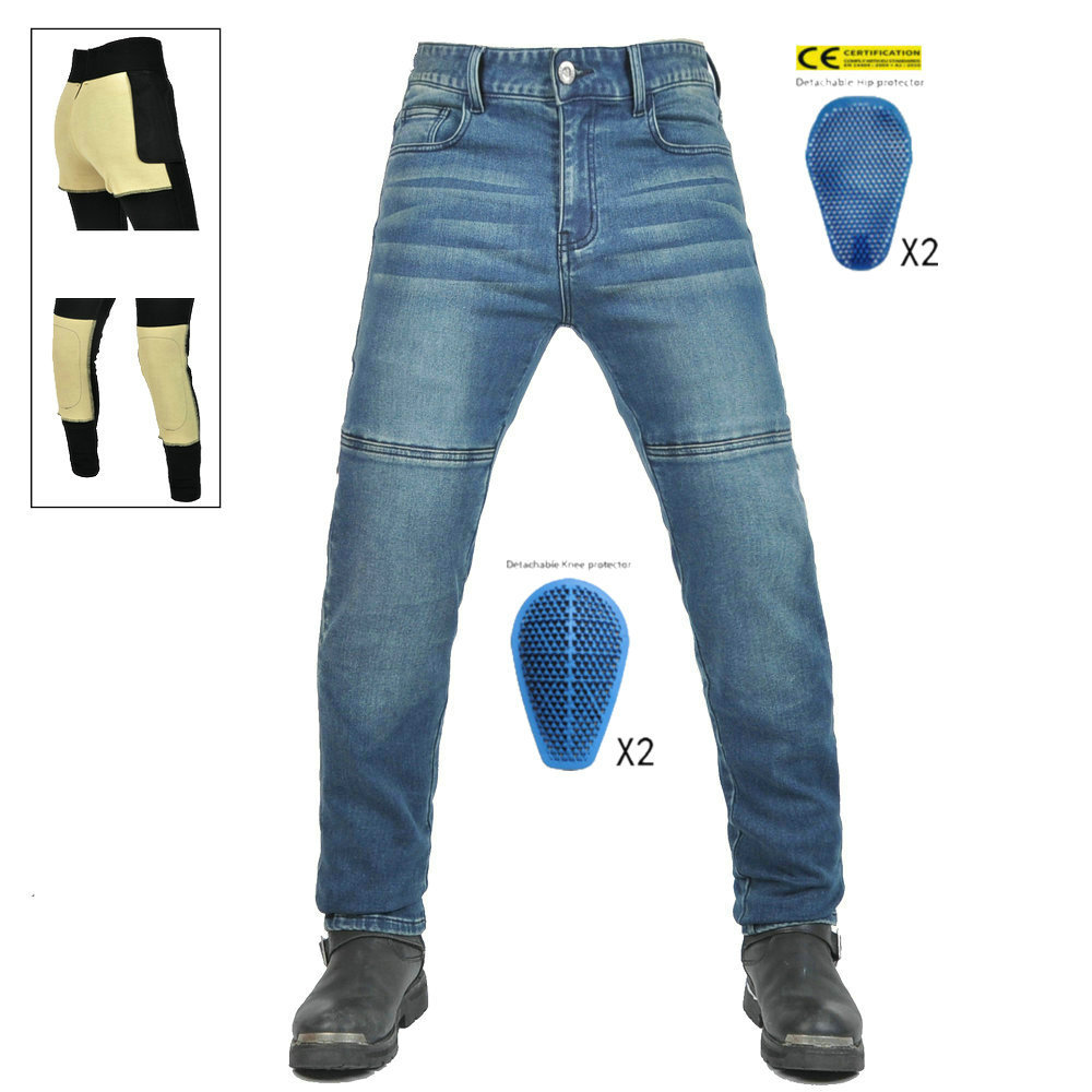VOLERO jeans de motocicleta para hombres, pantalones de ciclismo casuales, pantalones resistentes al desgarro, protectores de silicona