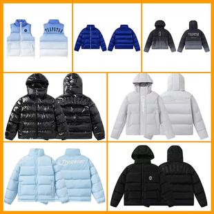 Cross-border foreign trade couple's cotton-padded jacket retro stand collar simple letter small logo embroidery casual cotton jacket coat for men and women