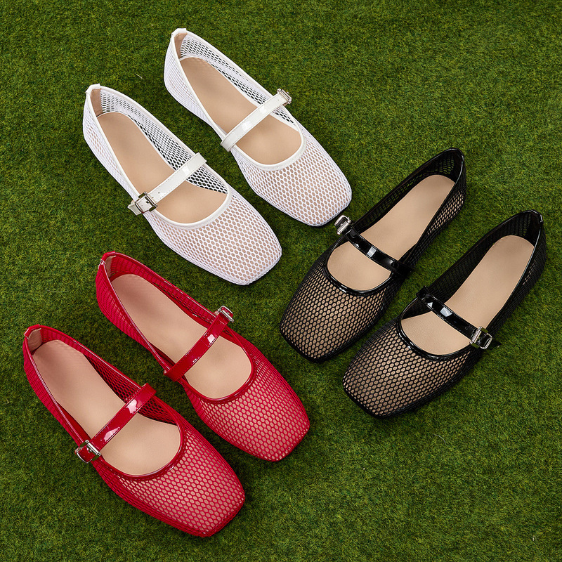 In-Stock Foreign Trade Cross-Border Amazon Flat-Soled Summer Mesh Shoes 2025 New Hollow-Out Mary Jane Shoes In-Stock Foreign Trade Cross-Border Amazon Flat-Soled Summer Mesh Shoes 2025 New Hollow-Out Mary Jane Shoes