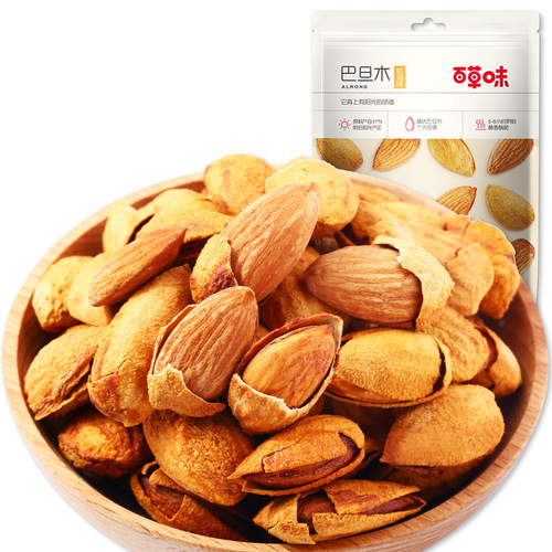 Baicao flavor bulk packed almonds 100g almond kernels almond nuts roasted seeds and nuts snacks