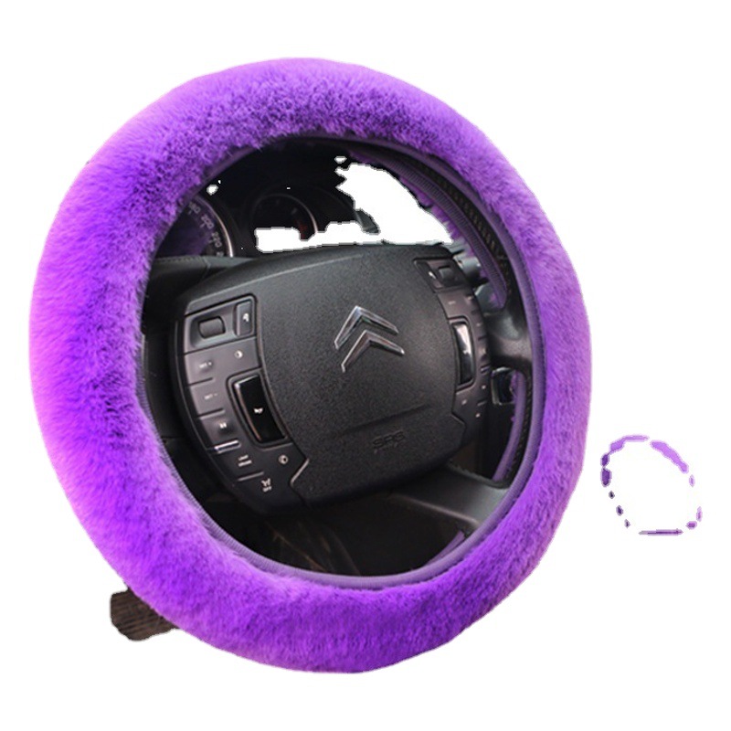 New anti-rabbit plush car steering wheel cover thickened warm manufacturers unisex handle cover multi-color optional