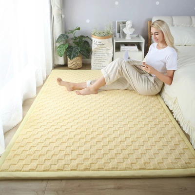 Avtomobil döşəmə paspasları Floor Mat Bay Window Big - checkerboard-light-yellow-50150cm-22cm-thickening