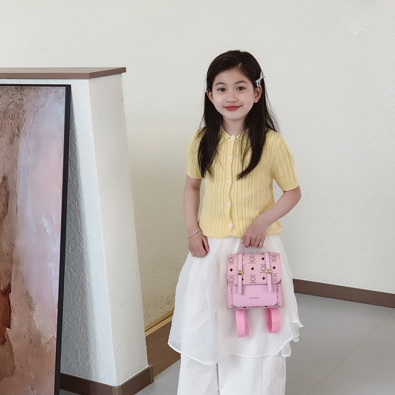 Mochila escolar de estilo universitario de moda, caricatura encantadora impresión de oso, mochila para niños y niñas, nueva bolsa infantil transfronteriza