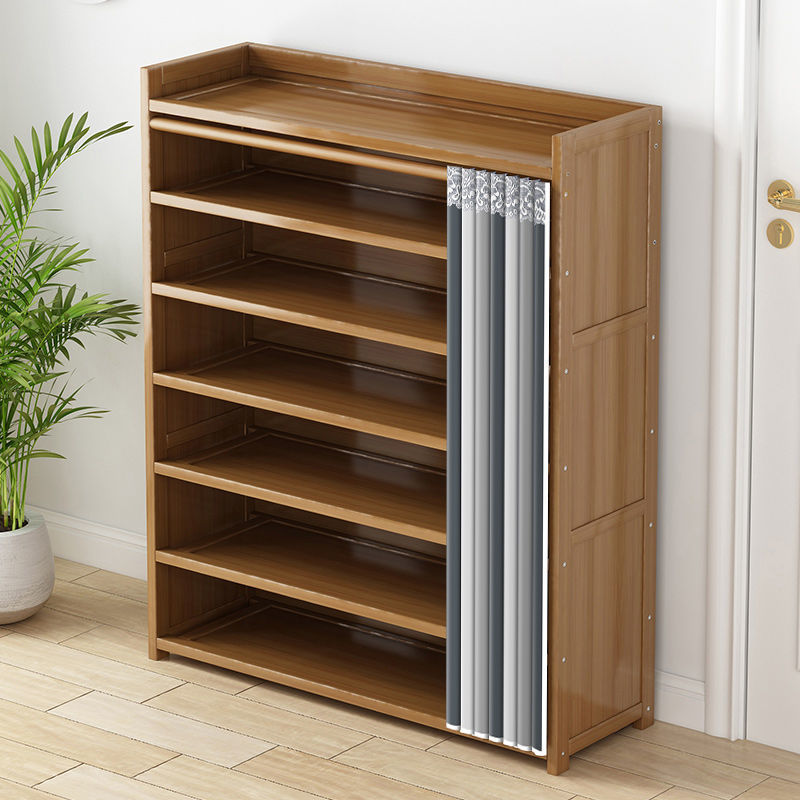 Shoe cabinet woodiness Shoe rack Doorway household multi-storey dustproof indoor Entrance capacity Storage solid wood simple and easy Bamboo