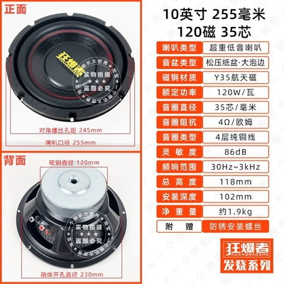 Car speaker/subwoofer – for subwoofers 6.5inch 8inch - high-end10-inch-120-magnet-120w