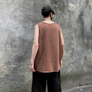 Ripped Sleeveless T-Shirt Men's Trendyy Brand Hip-Hop Loose Summer Sports Vest K-Style Stylish Trendy Ins Hong Kong Style King