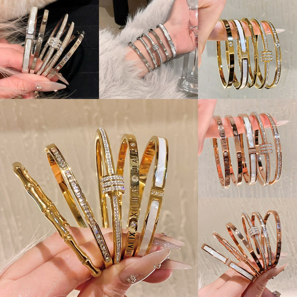 geometric golden women's bracelet stainless steel