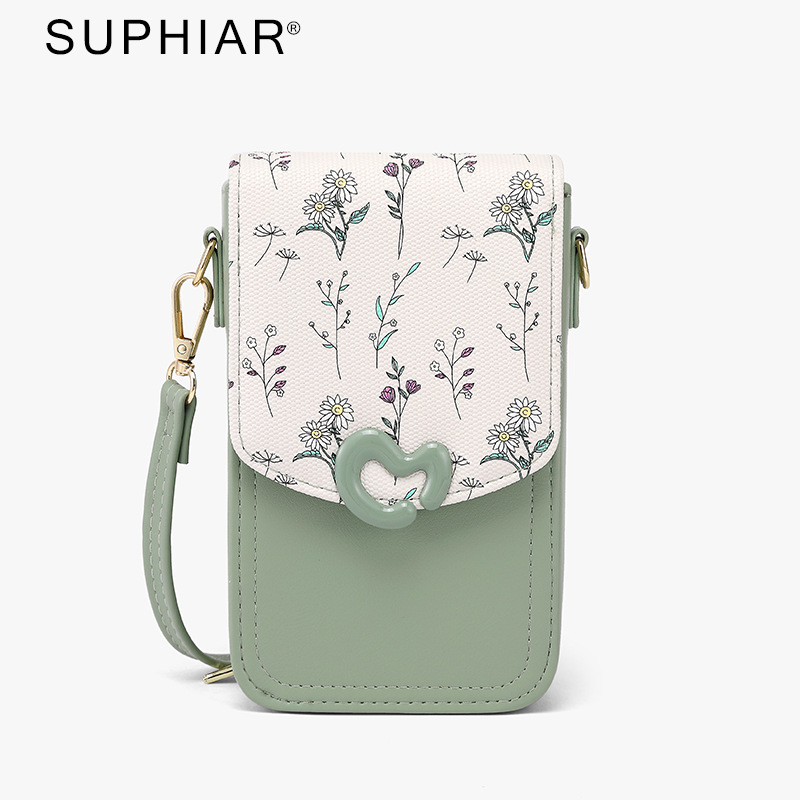 Monedero vertical para teléfono móvil, bolso pequeño de mensajero, bolso de teléfono móvil multicapa, flor, bolso de teléfono móvil multifuncional simple, moda femenina