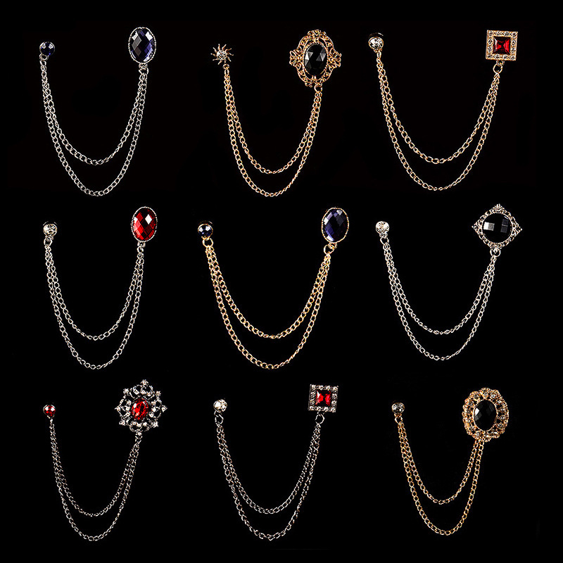 Winter New Fashion Ruby ​​Sweater Chain Brooch, Elegant Elegant Cocktail Party Event Clothing Versatile Corsage