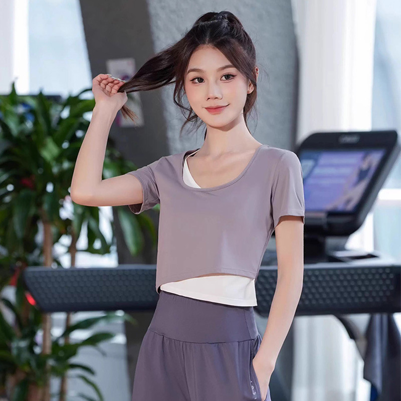 户外跑步健身瑜伽服女夏季晨跑透气速干衣休闲运动短袖裤子两件套|undefined