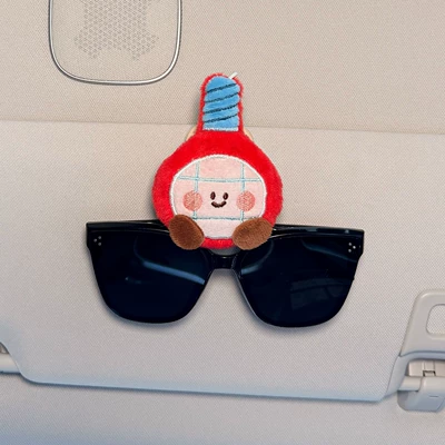 Storage Clip, Sun Visor Magnetic – Car Glasses Clip/Bill Clip - single-beige-glasses-clip-red-tennis-racket