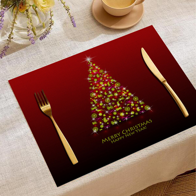 Jity Amazon 人気のクリスマスプレースマット レストラン雰囲気レイアウト テーブルマット リネンプリント断熱マット 洋食マット|undefined