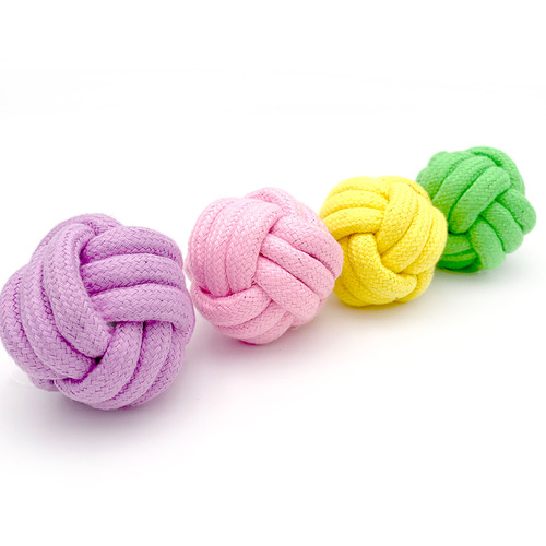 Pet Supplies Factory Pet Dog Toys Candy Color Cotton Rope Chewing Grinding Supplies Now Shipment