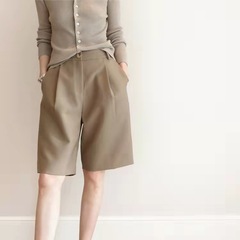 梨型スタイルBI入 ~ スーツパンツ女性夏の薄い気質通勤高腰ストレート5分丈パンツ