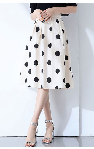 Panty Dress Spring and Summer High-Waist A-Line Hiding Hip Slimming Chiffon Polka Dot Medium Length Girls' Dress
