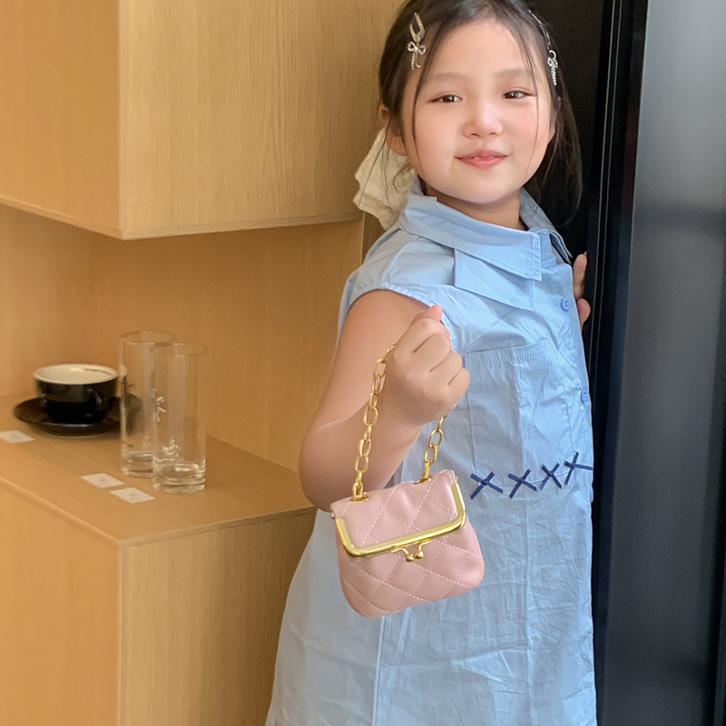 Corea del Sur pequeña bolsa de hombro de niñas de moda diamante bordado bolso de bebé bolso de oro bolso de cambio para niños